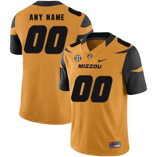 Mens Missouri Tigers Customized Gold Nike College Football Jersey->customized ncaa jersey->Custom Jersey